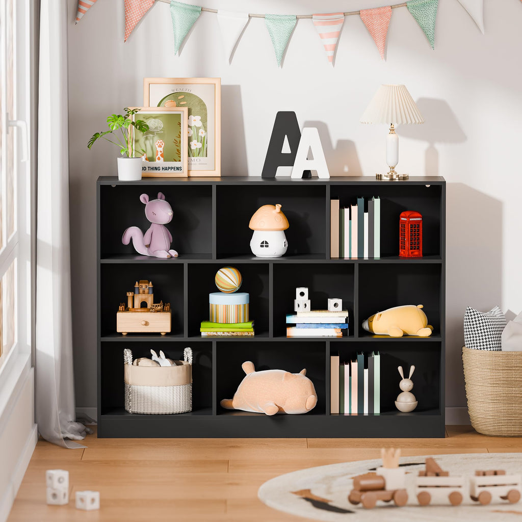 Black 3-Tier 10 Cube Storage Organizer Bookshelf Q520