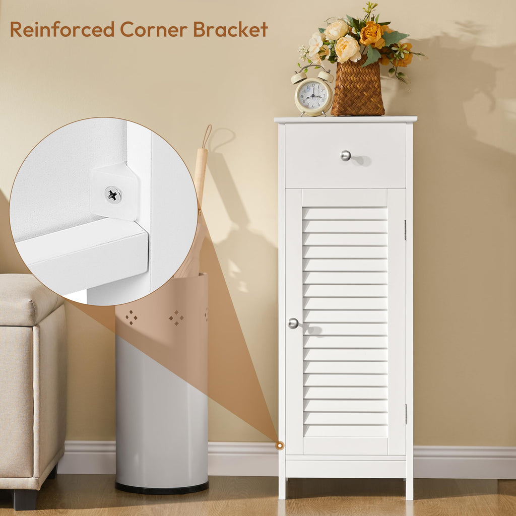 White Bathroom Storage Cabinet with Drawer M75098