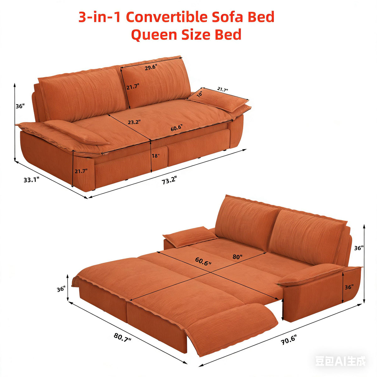 Orange Velvet Two Seater Sofa R4176