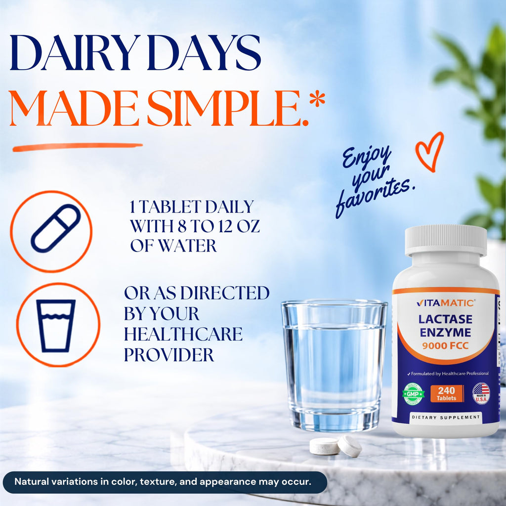 Lactase Enzyme 9000 FCC 240 Tablets W738