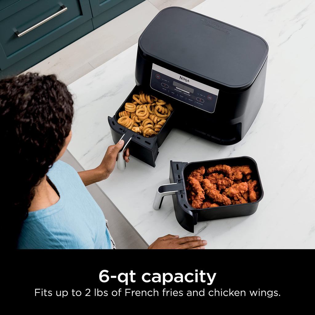 6 Quart 5-in-1 DualZone 2-Basket Air Fryer, Black Y34962