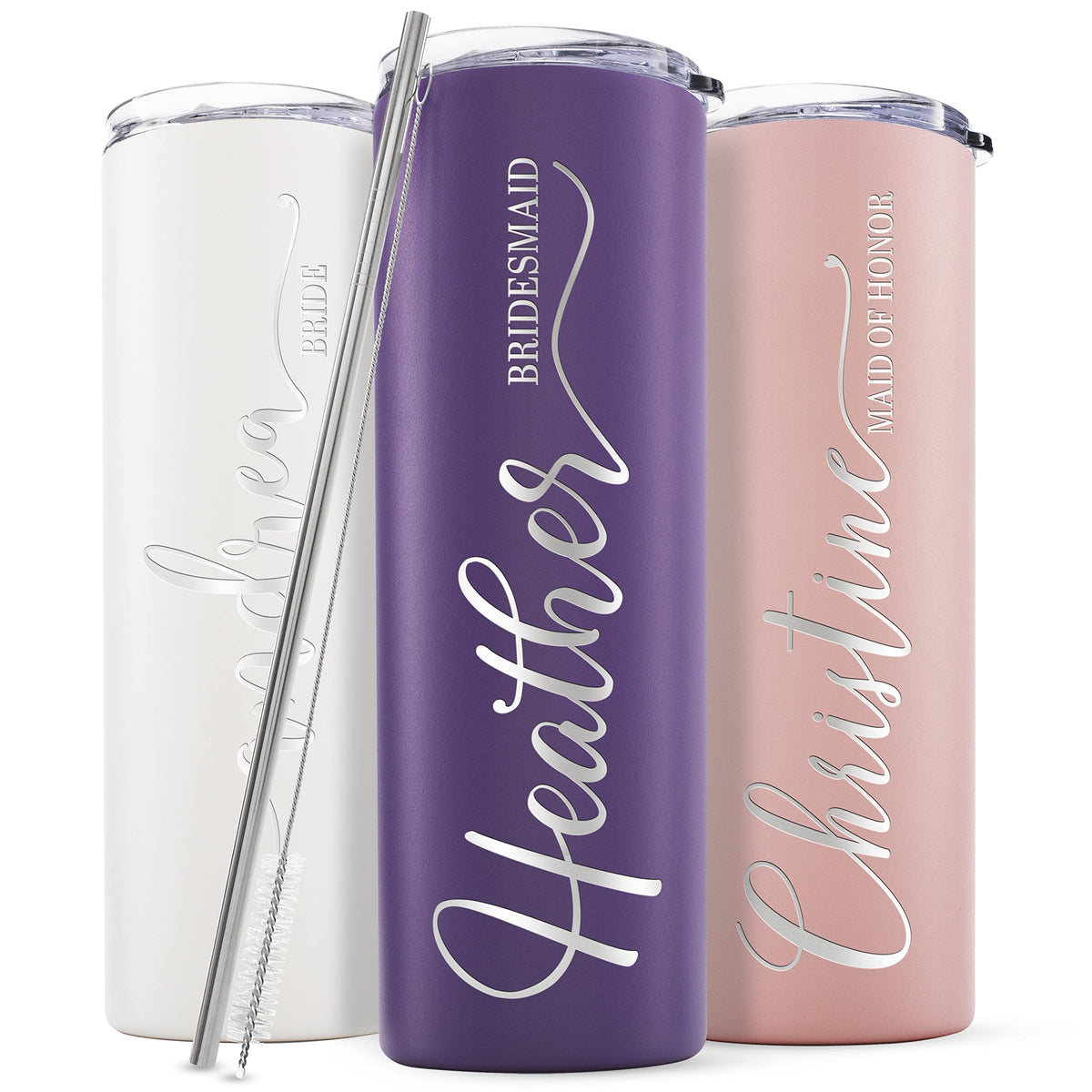 Set of 3 20 Oz Skinny Tumbler with Straw F898913