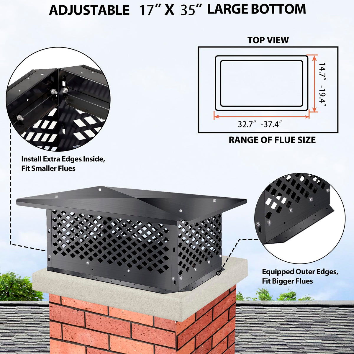 Black Alloy Steel Chimney Cap G221
