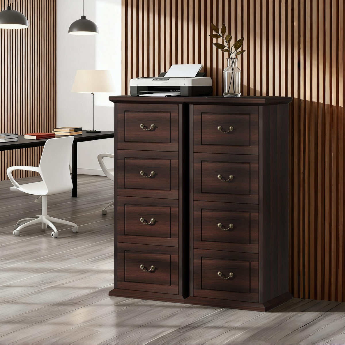 4 Drawer Dark Walnut File Cabinet N253