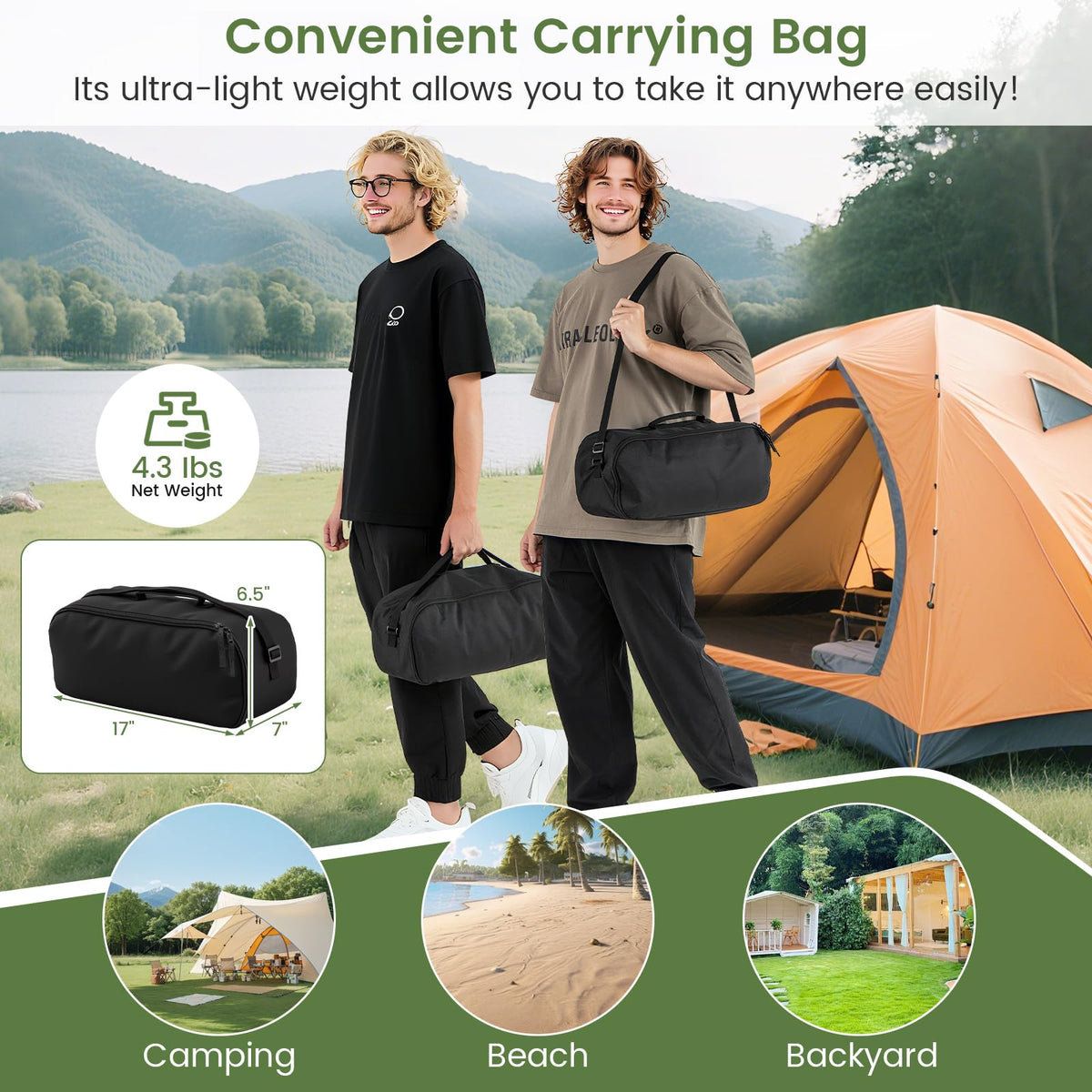 Folding Camping Cot with Carrying Bag & Side Pocket L527658