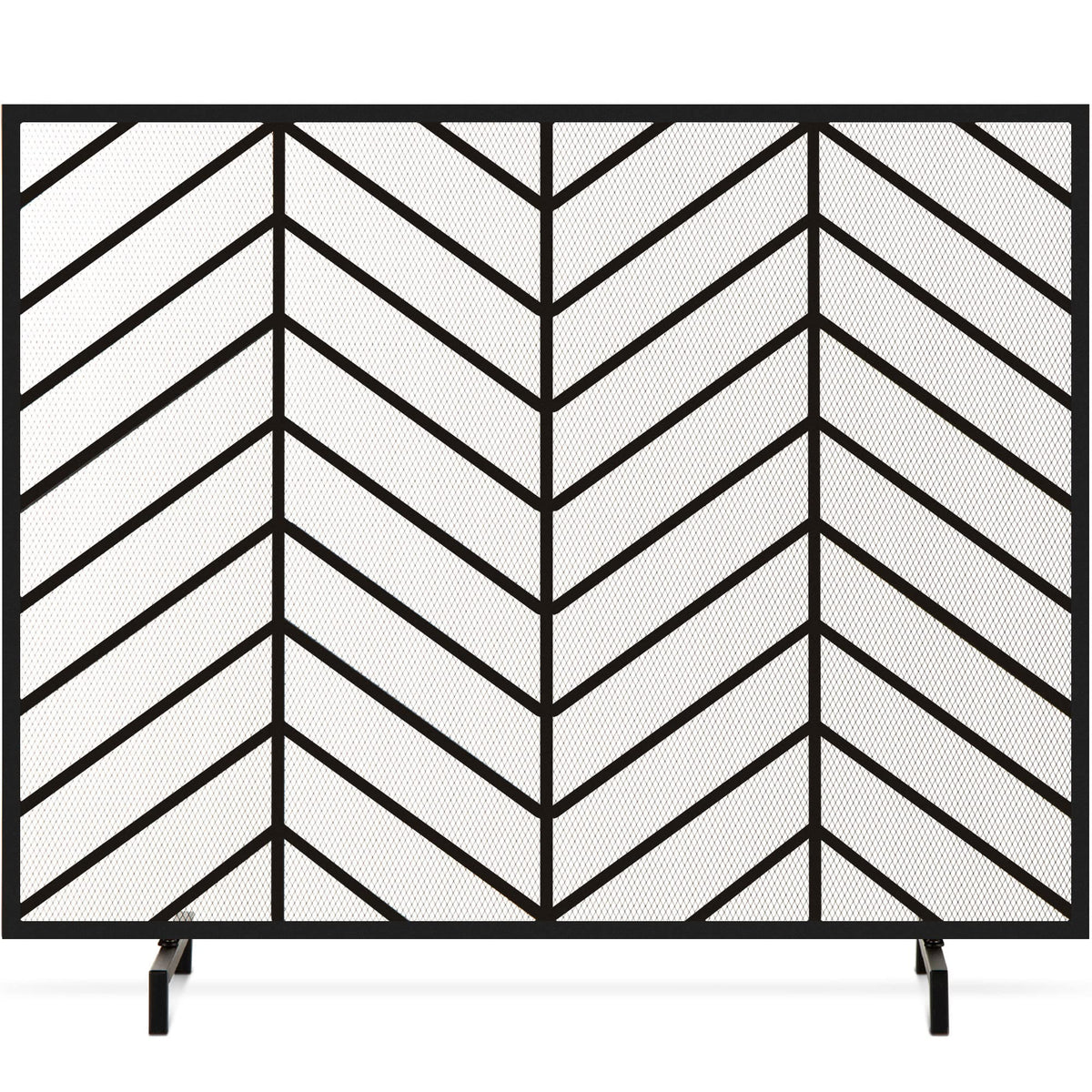38x31in Wrought Iron Mesh Chevron Fireplace Screen D361906