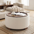30 Inch Round Boucle Storage Ottoman H6444