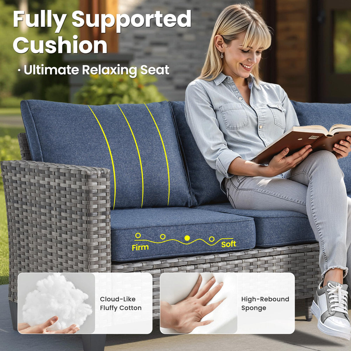 5 Pieces Wicker Patio Furniture Set with Swivel Glider Chairs G77403