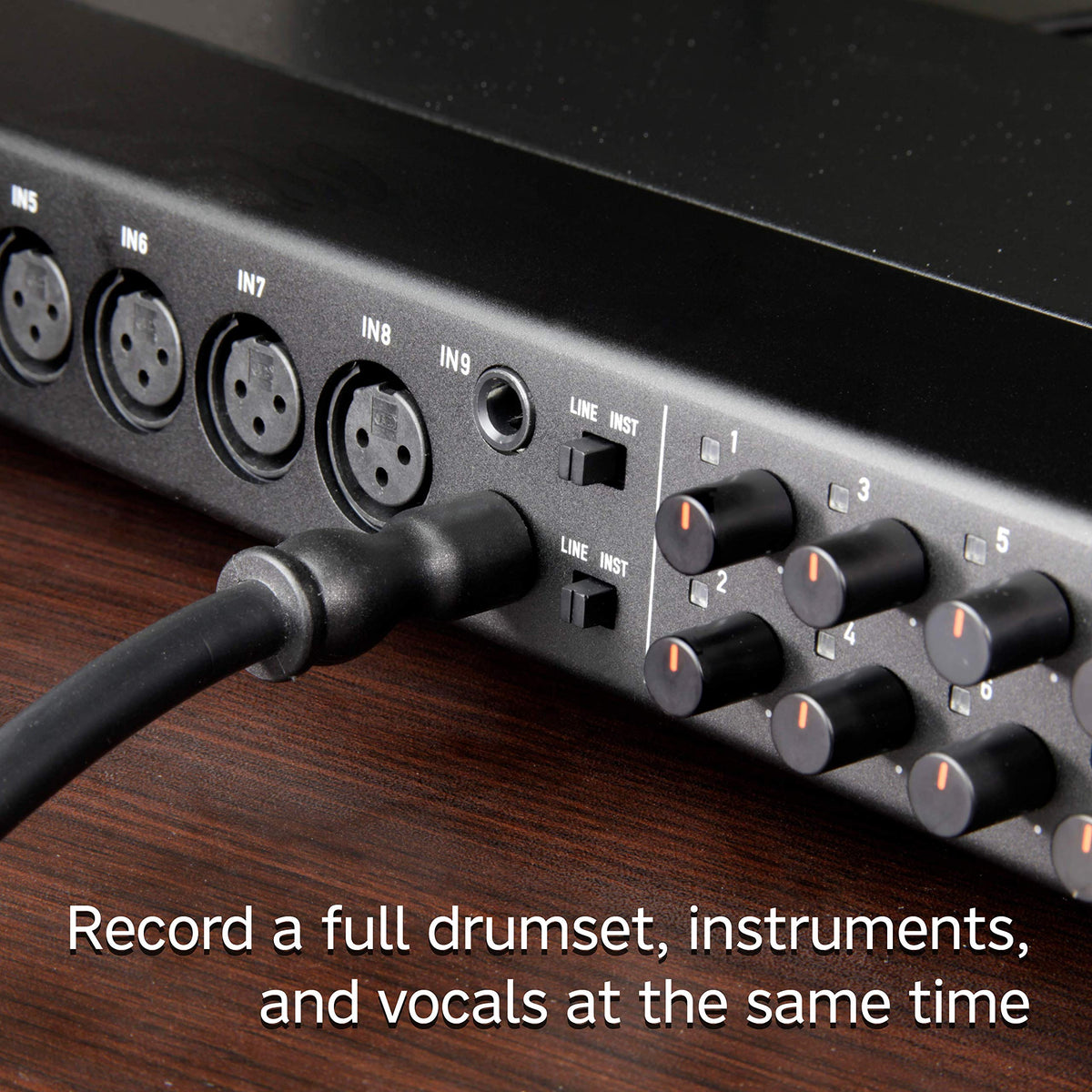 Rackmount USB Audio/MIDI Interface, 8 XLR/8 1/4" Inputs, 8 Outputs, Black Q2280