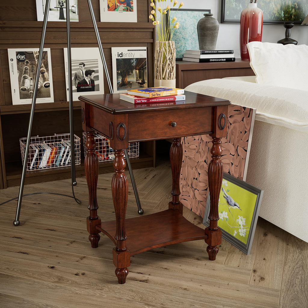 Side Table with Drawer and Storage Shelf D993