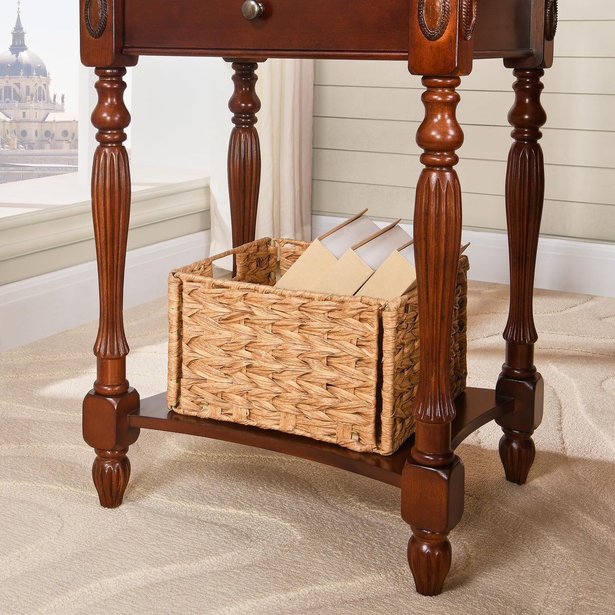 Side Table with Drawer and Storage Shelf D993