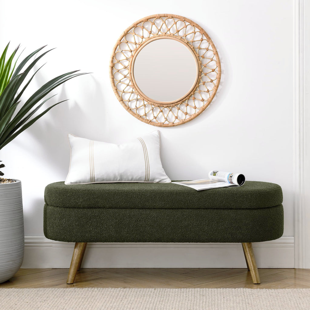 Oval Storage Bench with Rubber Wood Legs B730092