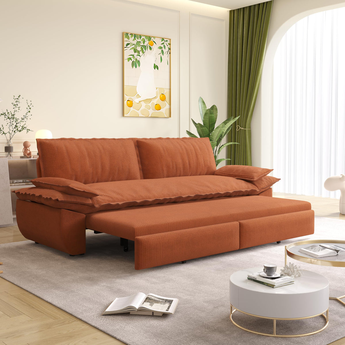 Orange Velvet Two Seater Sofa R4176