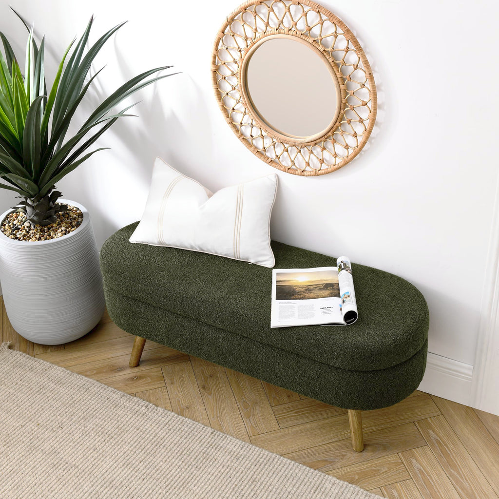 Oval Storage Bench with Rubber Wood Legs B730092