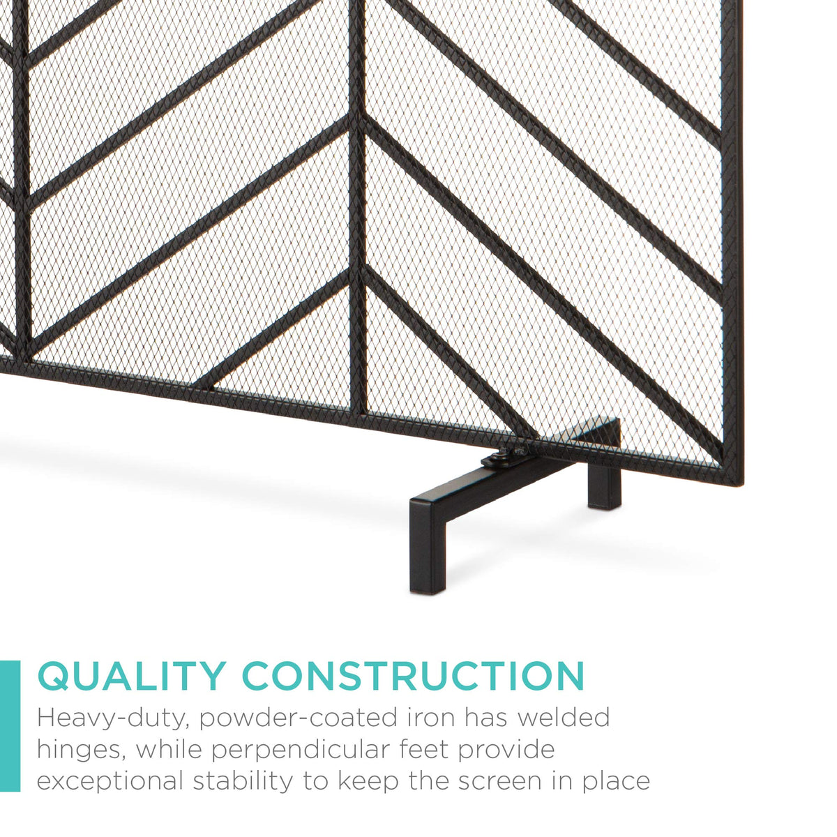 38x31in Wrought Iron Mesh Chevron Fireplace Screen D361906
