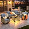 5 Pieces Wicker Patio Furniture Set with Swivel Glider Chairs G77403