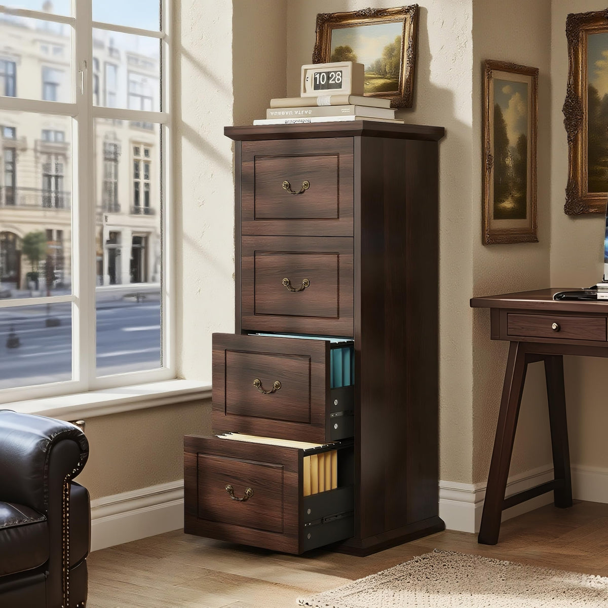 4 Drawer Dark Walnut File Cabinet N253