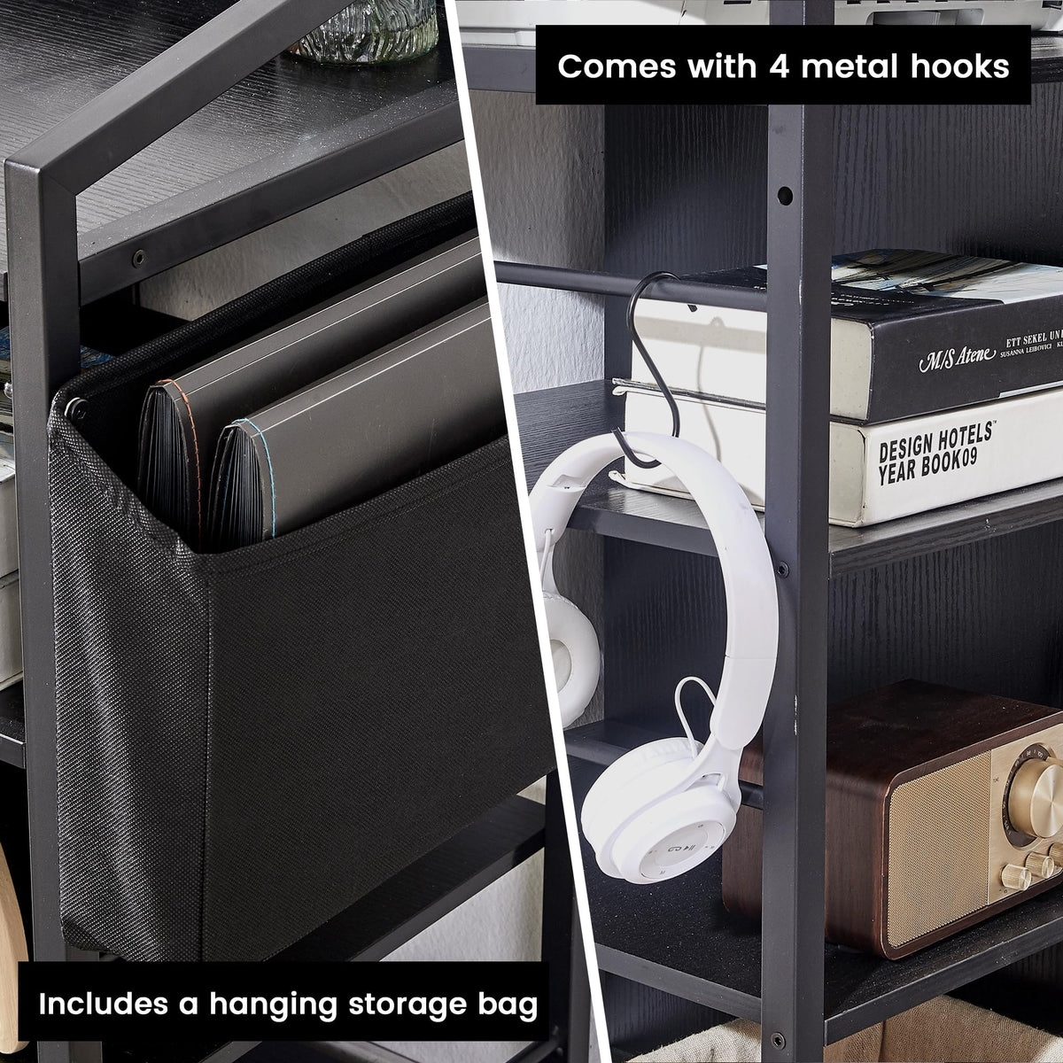 45" Black 2 Drawer File Cabinet with Lock and Power Outlet Y643