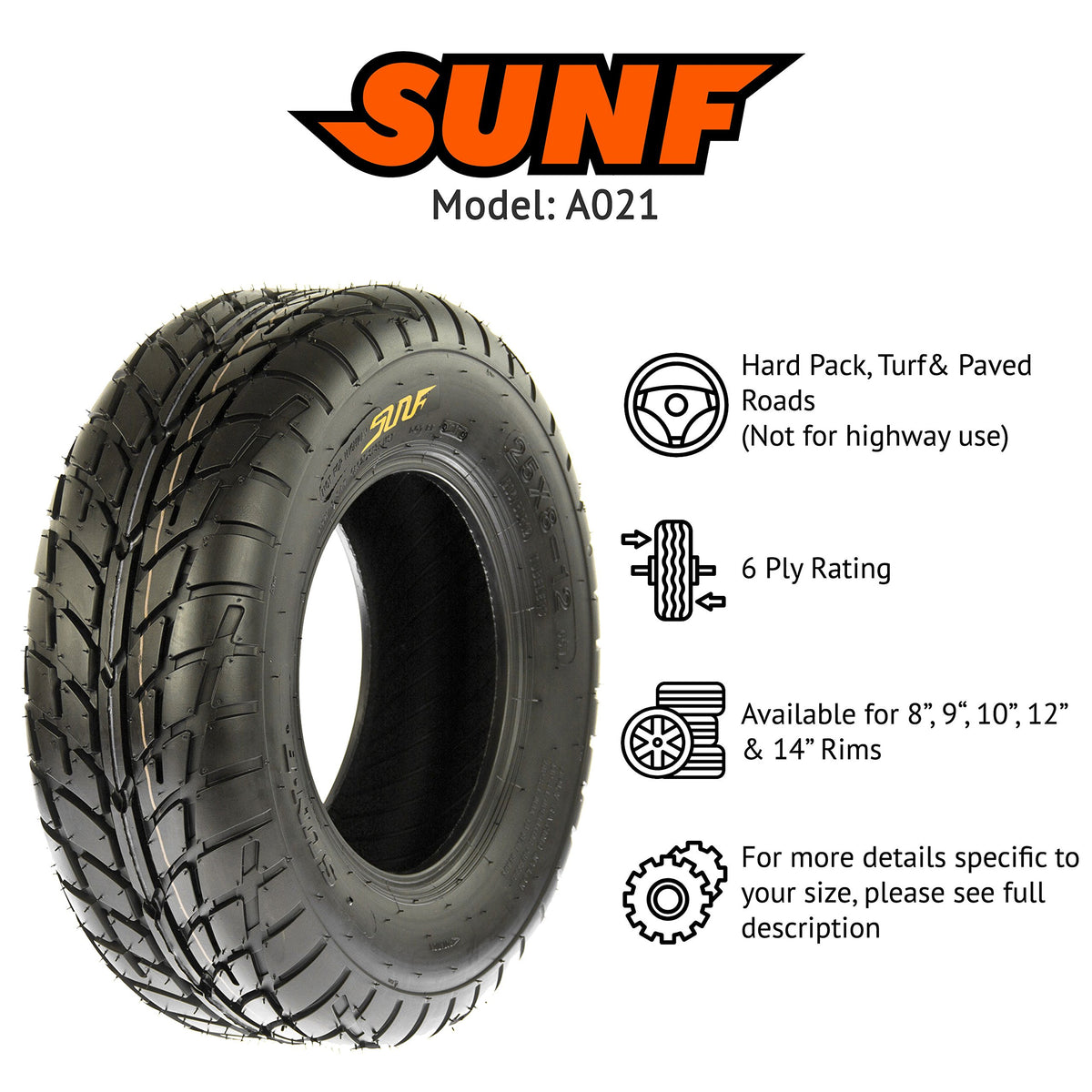 20x7-8 ATV UTV Tire 6 PR Pair of 2 P362